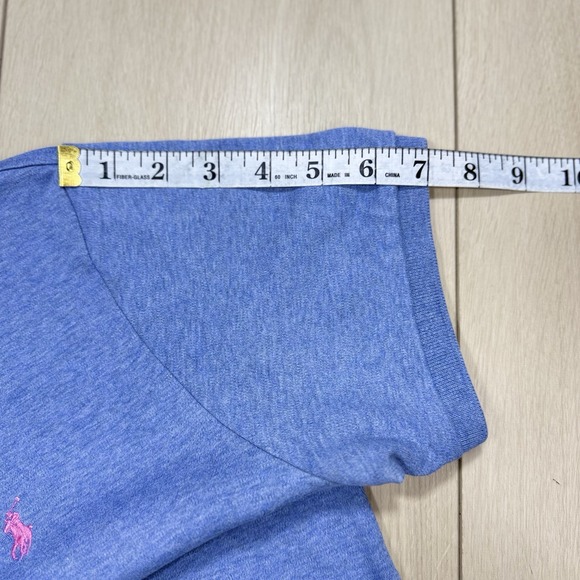 Y2K Polo Ralph Lauren Custom Fit Blue Polo Shirt Mens M Pink Pony 100% Cotton - Picture 6 of 6
